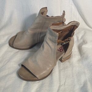A.S.98 Taupe Open-Toe Heeled Boots